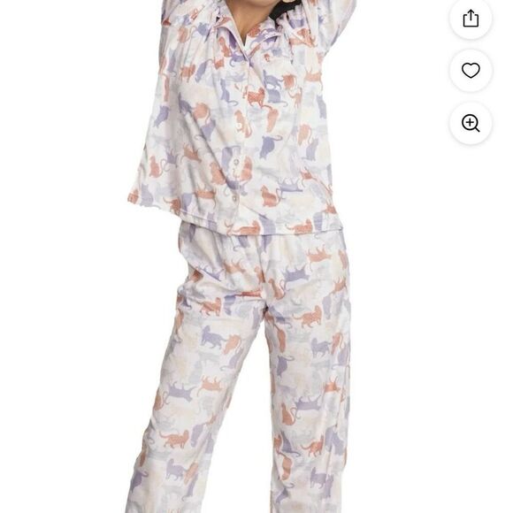 KAREN NEUBURGER Women’s Fleece Pajama Set NWT Dog Print Size Medium NEW Dogs - Picture 1 of 9